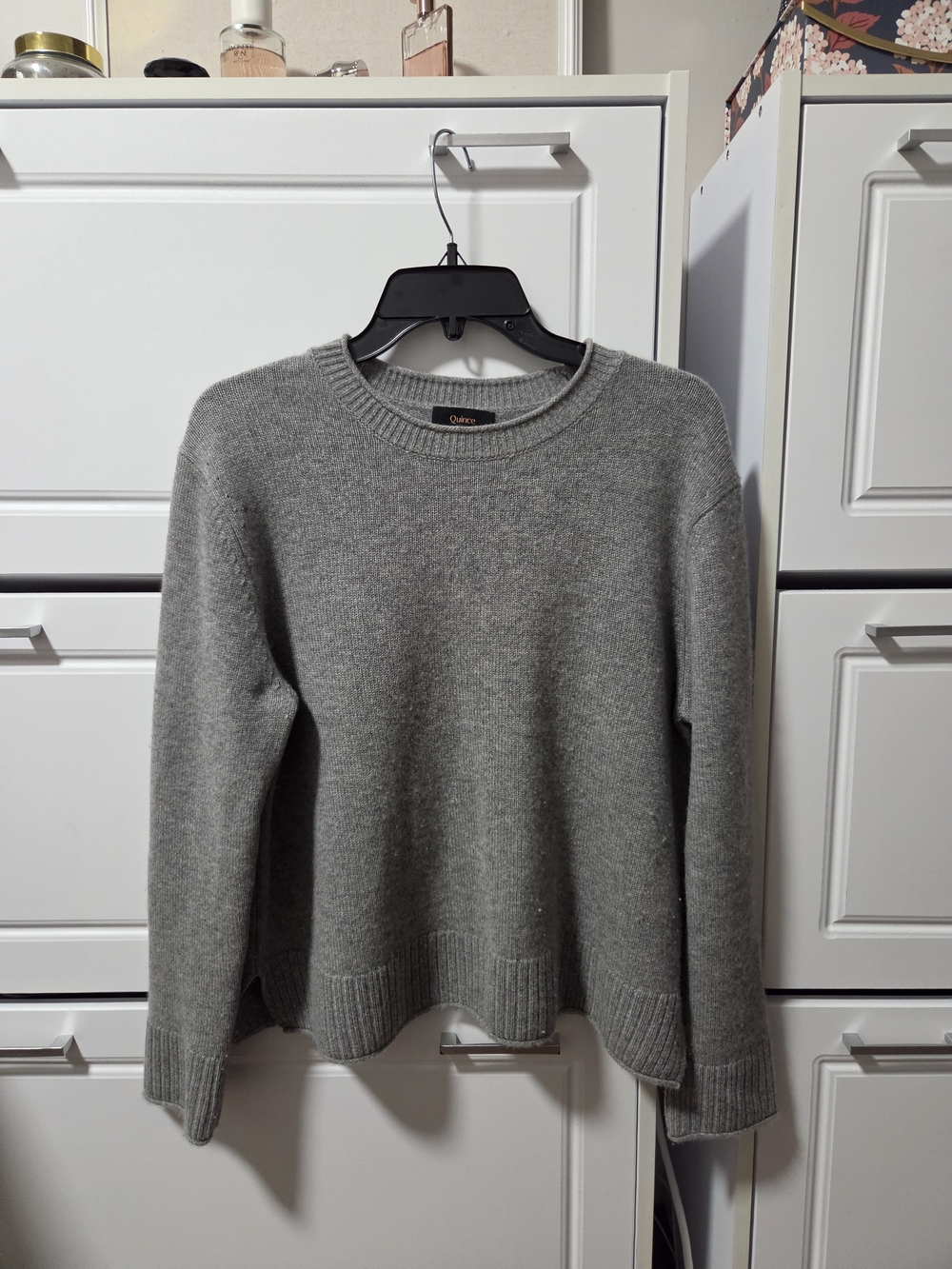 Quince Gray Crewneck Cashmere-Blend Sweater
